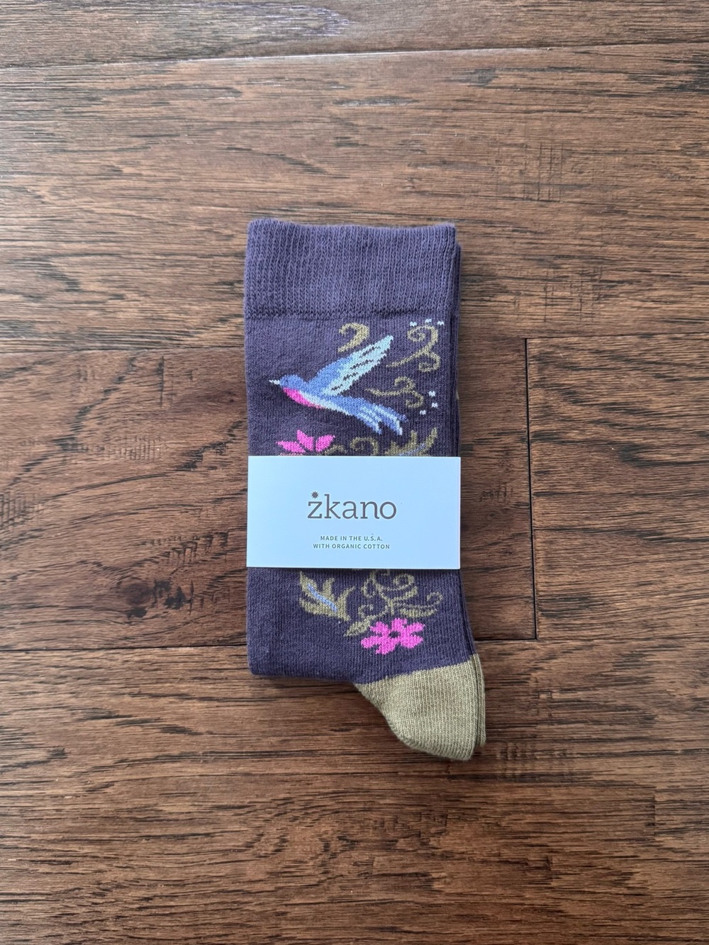 Zkano Women's Organic Cotton Socks Crew Songbird Indigo